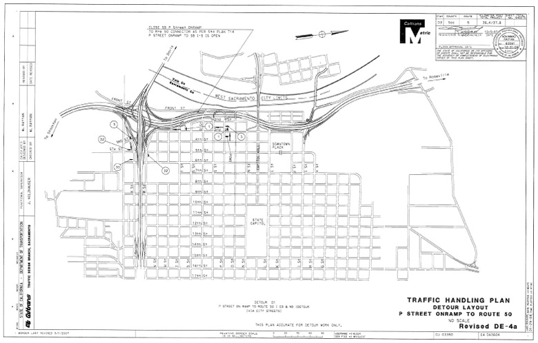 Revised DE-4a Traffic Handling Plan, Detour Layout, P Street Onramp to Route 50