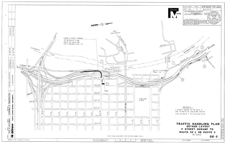 DE-5 Traffic Handling Plan, Detour Layout, P Street Onramp to Route 50 and SB Route 5