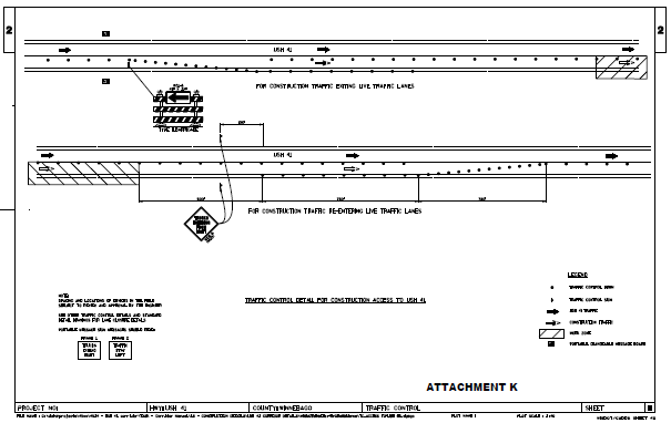 Chart showing traffic control detail for construction access to USH 41, as described in the preceding paragraph.