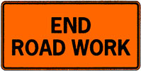 Graphic of an End Road Work warning sign.