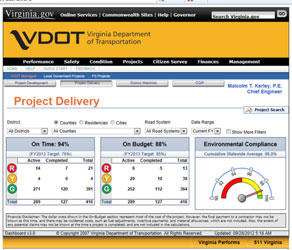 A screen shot shows a web site that provides information and graphics related to a highway project.