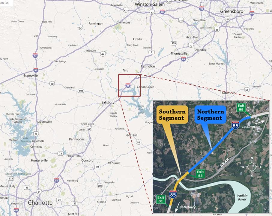 Map shows the location of the I-85 Corridor Improvement Project.