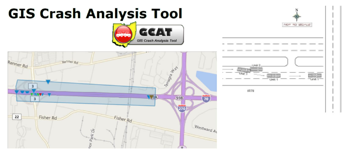 GIS Crash Analysis Tool denoting problem on I-70.