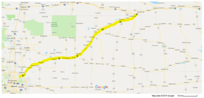 I-76 corridor from Denver into Nebraska.