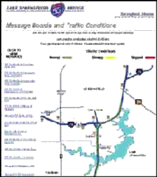 screen shot of web site for Lake Springfield Bridge message boards and traffic conditions